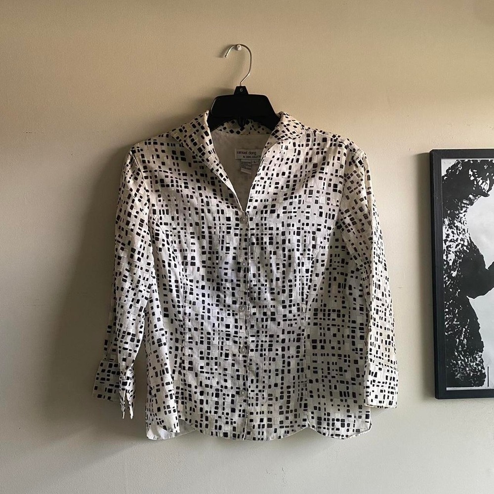 1990s Samuel Dong geo print button down blouse